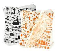 ASTARON 100pcs Halloween Wax Paper Sheets for Food Wrapping, Halloween Tissue Wax Paper for Candy Cookies Sandwich Wrapping Paper Fried Food Basket Liner Greaseproof Paper