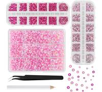 ASTARON 2-6mm Mixed Pink Flatback Resin Rhinestones for Bedazzling Crafts
