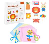 ASTARON 2 Kids Safety Scissors with 100 Pcs Paper Cutting for Paper Craft Supplies, Kids Preschool Training Scissors, Art Craft Plastic Scissors for School Supplies and Scrapbooking Supplies