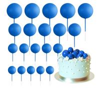 ASTARON 20 Pcs Ball Cake Topper Decorations Mini Balloons Cake Topper Sticks Royal Blue Balls Cake Picks for Wedding Birthday Cake Decorations