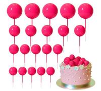 ASTARON 20 Pcs Hot Pink Balls Cake Topper Decorations for Birthday Cake | Cake Topper Sticks, Graduation Cake Decoration, Wedding Cake Decor， Birthday Cake Ball Decor, Mini Balloons Cake Topper
