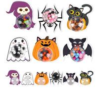 ASTARON 24pcs Halloween Treat Boxes Ghost Bat Pumpkin Spider Candy Holders Halloween Cards with Half Ball Domes Gift Holder Trick or Treat Candy Boxes for Party Decorations