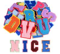 ASTARON 26 Pcs Self Adhesive Letter Patches Chenille Letters Stickers, A-Z Embroidered Applique Patches Alphabet Cloth Patch for Clothes, Bags, Hat, Phone Case, DIY Accessories (Mixed Colours)