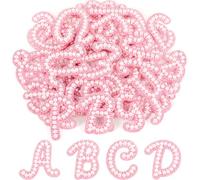 ASTARON 26pcs Self Adhesive Letter Patches Pearl Rhinestone Letter Stickers, Glitter Rhinestone Letters A-Z Embroidered Applique Patches Alphabet Cloth Patch for Clothes, Bags, Hat, Phone Case, DIY