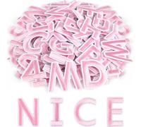 ASTARON 36 Pcs Iron on Letters and Numbers Patches, 1.5 Inch Alphabet Embroidered Patch A-Z, Numbers 0-9 Patches Alphabet Cloth Patch for Clothes, Socks, Jeans, Hat, DIY Accessories(Pink)