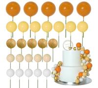 ASTARON 50 Pcs Ball Cake Topper Sticks Mini Balloons for Cake Decorating Supplies Foam Balls Cake decorations for Baby Shower Cake Birthday Cake Toppers Decorations (Orange Yellow Series)