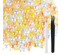 ASTARON 50g Mix Flatback Rhinestones Half Pearls for Crafts Mixed Size 3mm-10mm Flat Back Rhinestones for Crafts Flatback Pearls for Decorating Tumblers Mugs Nail Art Shoes (Yellow White Series)