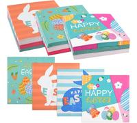 ASTARON 60 Pack Easter Napkins 3 Designs, Disposable Paper Napkins Bulk Easter Bunny and Egg Decorative Cocktail Napkins for Easter Dinner Tableware Decor Easter Party Supplies
