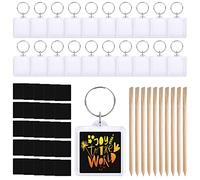 ASTARON 70 Pcs Scratch Art Key Ring Set for Party Bag Fillers and Craft Supplies， Includes 40 Pcs Scratch Rainbow Paper 20 Pcs Key Chain 10 Pcs Wooden Stylus