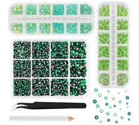ASTARON Green Resin Rhinestones for Crafting, 2mm-6mm Mixed 12000Pcs Flatback Resin Gemstones for Crafts Gems Bulk Jelly AB Bedazzling Diamonds for Nails, Tumblers, Mugs Decoration