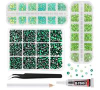 ASTARON Green Resin Rhinestones for Crafting, 2mm-6mm Mixed Flatback Resin Gemstones for Crafts Gems Bulk Jelly AB Bedazzling Diamonds with Glue for Nails, Tumblers, Mugs Decoration
