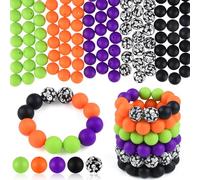ASTARON Halloween Silicone Beads, 100pcs 15mm Purple Orange Black Beads for Halloween Crafts Keychain Bracelets Jewelry Making Supplies Gift Ideas Decorations