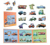 ASTARON Magnetic Puzzle with 80 Puffy Stickers for Toddlers, 41 Pieces Construction Vehicles Toddler Puzzles Preschool Education learning Travel Toys Car Plane Activities For Kids Quiet Time