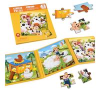 ASTARON Magnetic Puzzles for Toddlers, 12-16-20 Pieces Cow Hen Farm Learning Magnet Puzzles for Road Trip, Educational Travel Toys Car Plane Activities for Kids, Kids Birthday Gifts