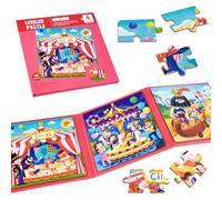 ASTARON Magnetic Puzzles for Toddlers, 20-25-30 Pieces Circus Carousel Learning Magnet Puzzles for Road Trip, Educational Travel Toys Car Plane Activities for Kids, Kids Birthday Gifts