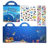 ASTARON Reusable 3D Puffy Sticker Book for Kids, 88 Pcs Cute Waterproof Ocean Animals Stickers, Puffy Sticker Game Travel Stickers and Educational Sensory Learning Toy（3-6 Age）