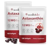 Astaxanthin 12mg 2 Pack, Premium Antioxidant Supplements for Eye, Skin Support, Natural Microalgae Source, Non-GMO, Gluten-Free, 240 Softgels