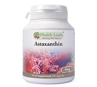 Astaxanthin 4mg x 90 Capsules (100% Pure & Additive Free Food Supplement, High Strength, Powerful Antioxidant, from Natural Haematococcus Pluvialis Red Algae, UK Manufactured