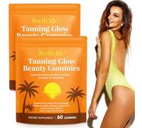 Astaxanthin Tanning Gummies - Sugar-Free, Sun-Free, with Beta-Carotene, Lycopene & Vitamins ACDE - Tasty, Portable Chewables for a Healthy, Sunless Tan for Women & Men (2 Pack)