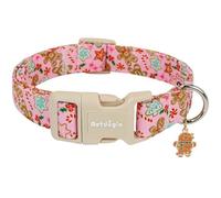 Astdogio Christma Dog Collar with Gingerbread, Adjustable Cotton Pink Puppy Collars for Large Dogs, Large Dog Collar Christmas Festive Collar for Dogs, Cute Dog Christmas Collar for Large Breed