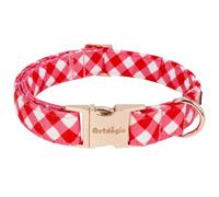 Astdogio Cotton Collar for Dog，Soft Adjustable Christmas Dog Collars for Medium Dogs, Cute Dog Collars with Red & White Plaid for Small Medium Large Dogs, Perfect for Girl or Boy Dog Collars