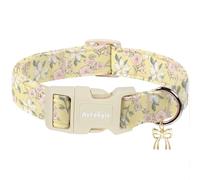 Astdogio Spring Summer Dog Collar with Pink White Flowers,Adjustable Cotton Puppy Collars for Small Medium Large Dogs, Cute Girl or Boy Dog Collar Ideal for Gifts,Pet Accessory,XS