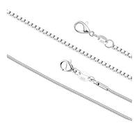 Astellea Dainty 2/3Pcs S925 Silver Chains for Women 16-30 Inch Combination Necklace Chain Set for Various Occasions (Snake+Box Chain, 20 Inch)