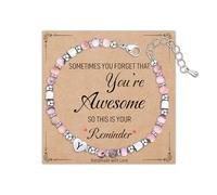 Astellea Pink Zebra Bracelet for Womens Girls, Charm Initial Bracelet Healing Natural Stone Gifts with Card Letter Jewellery for Friend Sister Daughter Mum at Mother's Day Christmas Birthday (Y)