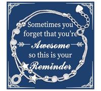 Astellea S925 Silver Layered Stars Bracelet with Initial Pendant, Adjustable Bead Bracelet Charm Letter Jewellery for Friends Sister Mum Daughter Women Girls Christmas Birthday (O)