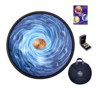 ASTEMAN 22 Inch D Minor Handpan with 10 Notes, Includes Backpack, Course, Fingerpicks, Stand, Cleaning Cloth and Two Beaters. (Blue, 432hz) (Blue, 432)