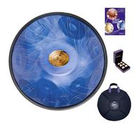 ASTEMAN Handpan in D Minor, 22 inches with 11 notes, comes with a backpack, courses, finger sleeves, stand, cleaning cloth, and two mallets.(Blue, 432hz)