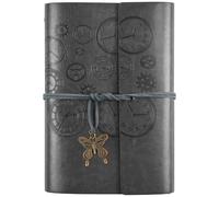 Asten Leather Diary, Refillable Diary, Vintage Spiral Bound Notebook, Travel Diary for Writing with Lined Paper, Gift for Girls, Boys, A5 23 x 16.5 cm, Grey