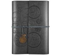 Asten Leather Journal Notebook, Refillable Notebook with Lined Pages Vintage Writing Travelers Notebook Spiral Bound Journal, Gift for Men and Women Classic Embossed Retro Pendants 23x16.5cm（A5, Gray