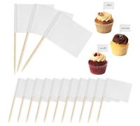 Aster 100Pcs Food Flags, Food Labels for Buffet, Blank Toothpick Flag Cheese Markers DIY Stick Flags Charcuterie Labels Party Decoration Cocktail Picks for Party Bar Sport Events(White)