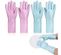 ASTER 2 Pairs Washing Up Gloves-Thicken Rubber Cleaning Gloves with Cotton Flock Liner Skin-Friendly &Keep Warm, Dishwashing Glove Medium Kitchen Cleaning Gloves Dishwashing Gloves(M)