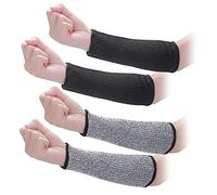 Aster 2Pairs Arm Protection Sleeves Cut Resistant Sleeves Level 5 Protective Arm Sleeves Heat Resistant Sleeves Protectors for Thin Skin Bruising Men Women, Grey, Black, 21*10*1.5cm