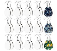 ASTER 30 Pieces Sublimation Blank Earrings, Teardrop Sublimation Blanks Products Heat Transfer Earring Ornament Blanks with Earring Hooks and Jump Rings for Jewelry DIY Making Supplies