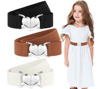 ASTER 3Pcs Elastic Toddler Belt with Heart Buckle, Adjustable Stretch Kids Belt for Boys and Girls