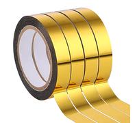 ASTER 4 Rolls Pieces Art Graphic Tape (10mm x 20m) Metallic Mirror Tape Decorative Masking Tape for Gift Wrapping DIY Crafts Design (Gold-4 Pcs)