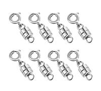 Aster 8 Pack Silver Magnetic Necklace Clasps Magnetic Necklaces Clasps Connector Magnetic Bracelets Clasp Converters for Bracelet Necklace Anklets Making (2CM)