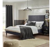 Aster Classic Solid Wood Bed Frame Upholstered in Velvet FurnitureboxUK Grey King