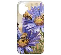 Aster Flower Blooming With Bees Around Graphic Case for iPhone 16 Plus
