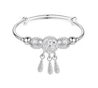 ASTER Silver Dream Catcher Tassel Feather Charm Bracelet, Adjustable 925 Sterling Silver Dream Catcher Bracelet Mother's Day Jewelry Gift Birthday Christmas Gifts for Women Mom Wife Girls