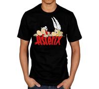 Asterix and Obelix The Gaul Cartoon Comic Men's T-Shirt T-Shirt Summer Novelty Cartoon T Shirt Top Tee Size L Black