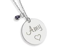 ASTEROiD Personalised necklace | Birthstone pendant | initial necklace engraved for Daughter Mum, Girlfriend, Birthday gift13th 15th 18th 21th 30th 40th (05-MAY-EMERALD, SILVER)