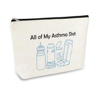 Asthma Fighter Gift Makeup Bag Respiratory Therapist Gifts Lung Cancer Awareness Gift Cosmetic Bag Respiratory Therapy Graduation Respiratory Care Week Gifts Asthma Inhaler Zipper Makeup Pouch