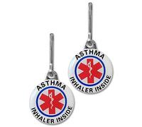 "Asthma Inhaler Inside" Alert Tags. Double Sided Medical Tags (Two Piece Set)