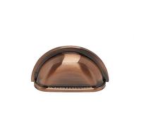 Asti, Cup Cabinet Furniture Handle, Gloss Brushed Copper, 76mm Hole Centres, Kitchen & Bedroom Handle