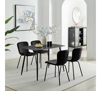 Asti Grey Marble Ceramic Top Dining Table & 4 Black Asti Chairs FurnitureboxUK Black 4 Person