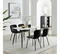Asti White Marble Ceramic Top Dining Table & 4 Cream Asti Chairs FurnitureboxUK Black 4 Person